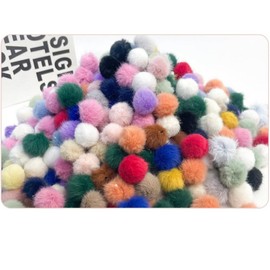 Hrlace 2.5 cm Small Faux Fur Bobble Mini Fur Pompom Faux Fur Pom Ball Artificial Plush Balls DIY Fur Pom Poms for DIY Craft Pendant Decorative Knitted Hat Accessories Khaki Pack of 10