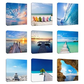 9Pcs 8x8" Canvas Stretched Wood Framed Motivational Inspirational Quotes Letter Words believe in yourself Theme Combine for Home Room Office Wall Decor (20x20cm) (19-27)