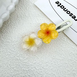 6Pcs Plumeria Flower Hair Clips 2 Colors Hawaiian Flower Duckbill Clips Hair Barrettes for Women