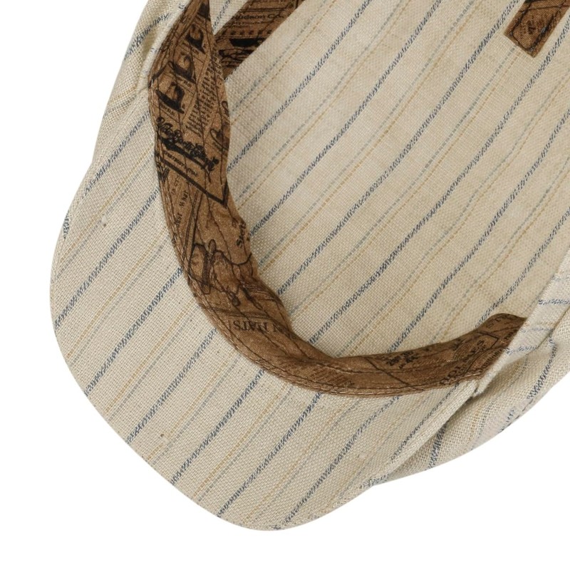 Stetson Ledford Driver Linen Flat Cap Men Cream White 7
