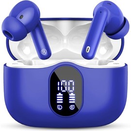 Wireless Bluetooth 5.4 Sport In-Ear Headphones with 4 Microphones, Blue