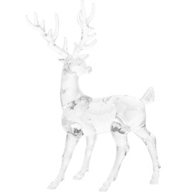 SEWACC 2pcs Elk Animals Ornament Christmas Reindeer Ornaments Acrylic Clear Christmas Elk Figurines Desktop Elk Statue