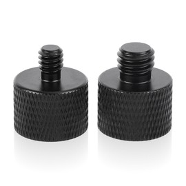 2pcs Black Aluminium Alloy Mic Adapter - 5/8 to 1/4 & 5/8 to 3/8 for Tripods, Cameras & Stands
