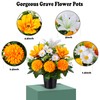 Artificial Cemetery Flowers in Pots, Artificial Chrysanthemums Lily Daisy with