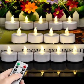 Hanzim LED Tea Light Candles with Remote Control,Flickering Flameless Candle,Long Lasting 400+Hours,Battery Operated,with Timer for Home Decoration Seasonal &Festival Celebration WarmWhite (12pcs)