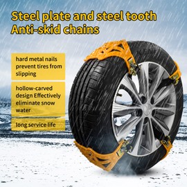 Tire Chains 8Pcs Snow Chains Emergency Anti Slip Wheel Snow Anti-skid Chains Winter Universal Security Chains Tire Width 165mm-275mm/6.5-10.8'', Traction Thickening Durable for Most Cars/SUV/Trucks
