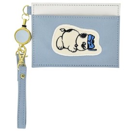 Marimocraft snoopy0481 Snoopy Pass Case, Commuter Pass Case, Reel Included, Applique Card Case, Simple, Compact, blue (SPIK-353)
