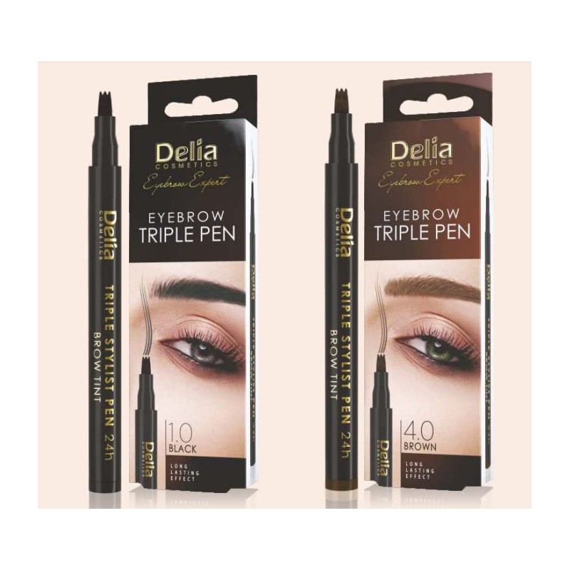 Delia Cosmetics - Brown Triple Pen for Eyebrows - Feather