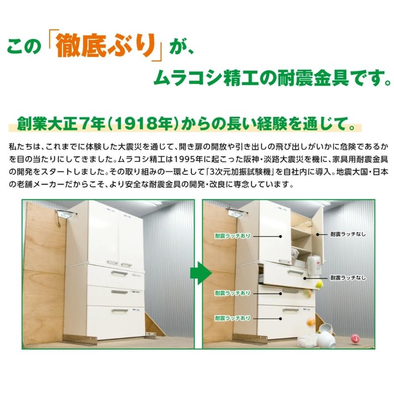 Murakoshi Seiko Earthquake-Resistant Latch with Movable Latch Receiver & Screw