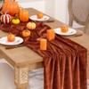 DeZerlor Terracotta Velvet Table Runner 3 Pack Fall Thanksgiving Burnt