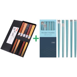 GLAMFIELDS Chopsticks Reusable,Premium Fiberglass Chopsticks Dishwasher Safe and Reusable Chopsticks Japanese Natural Wooden