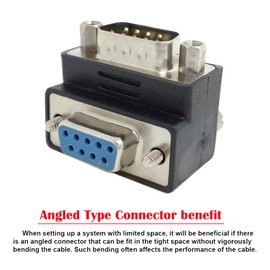 Cablecc DSUB D-SUB RS232 9PIN MALE TO FEMALE UP RIGHT ANGLED 90 DEGREE EXTENSION ADAPTER