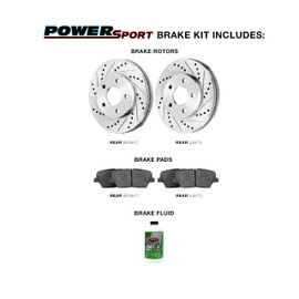 Power Sport Rear Brakes and Rotors Kit |Rear Brake Pads| Brake Rotors and Pads| Heavy Duty Brake Pads and Rotors BLC1.44174.04