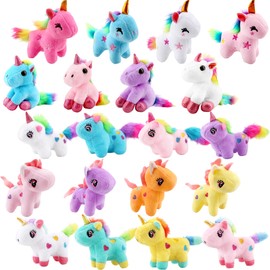 20 Pack Mini Stuffed Unicorn Animal Toys Small Plush Unicorn Bulk Rainbow Stuffed Unicorn Keychain for Christmas Easter Wedding Birthday Gift Goodie Bag Stuffer Party Favors
