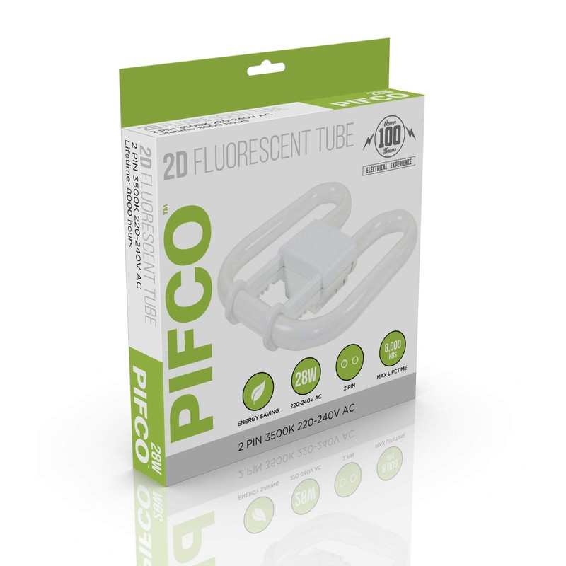 PIFCO 28W 2PIN Low Energy CFL T 2D Bulb, White,