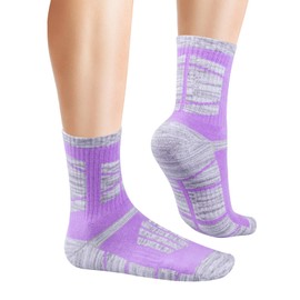 YUEDGE Womens Outdoor Hiking Socks Moisture Wicking Cushioned Casual Athletic Socks Padded Work Boot Socks Thick Casual Cotton Socks for Women Size 6-9, 5 Pairs/Pack