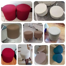 Ottoman Slipcovers Round Small/Medium/XX-Large/Large, Stretch Velvet Ottoman Cover 40/30/36/25/18/42/20, Storage Footstool Cover Slipcovers, Stool Pouf Furniture Protector Slipcover(#45,W21 xH21)