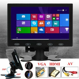 CaiRute 7" LCD CCTV Monitor HD PC Screen AV RCA VGA HDMI 1080P for Raspberry Pi DSLR -US