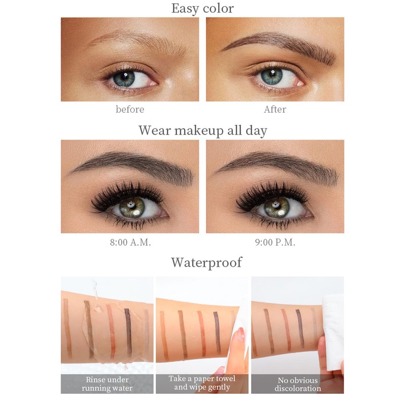 AOWVUTS Eyebrow Pencil, Microblading Eyebrow Pen with 4 Fork Tip