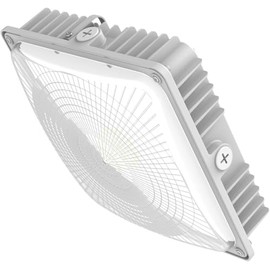 LED Canopy Lights Outdoor, 5Power 32/40/50/65/80W & 6CCT 3000/3500/4000/5000/5700/6500K Adjustable All in 1, Easy to Install, IP65 Waterproof, Super Bright Commercial Lights for Gas Stations (W1Pack)