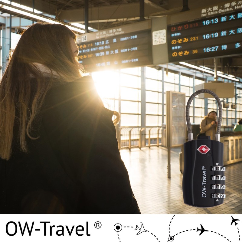OW-Travel Cable Lock 4 Digit Combination Lock Suitcase Lock Padlock