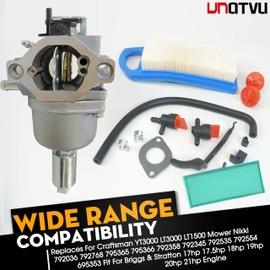 LT2000 LT1000 Carburetor for Craftsman YT3000 LT3000 LT1500 Mower Nikki 792036 792768 795365 795366 792358 792345 792535 792554 695353 Fit For Briggs & Stratton 17hp 17.5hp 18hp 19hp 20hp 21hp Engine