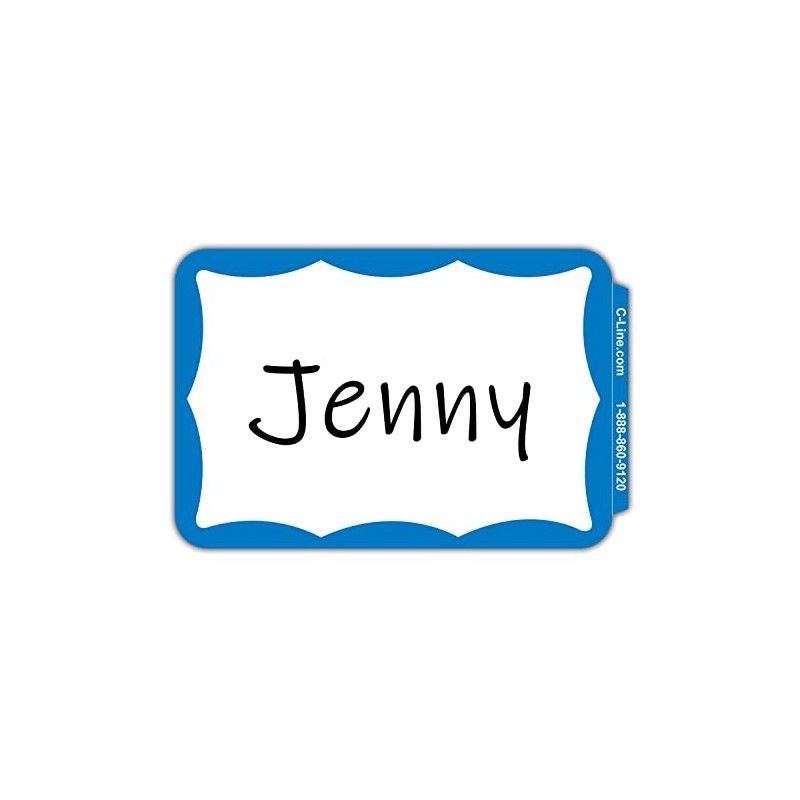C-Line Pressure Sensitive Peel and Stick Name Badges, Blue Border,