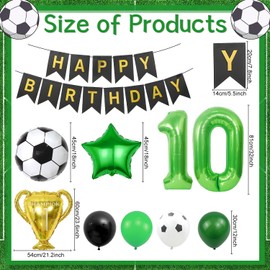 Luvart 10th Football Birthday Decorations - 34PCS Football Balloons Decorations for 10th Birthday Party Football Balloons 10th Birthday Decorations for Boys Kids Football Sport Birthday Party Supplies