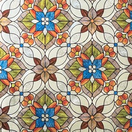 3D Stained Glass Window Film, Decorative Window Privacy Film for Bathroom,Front Door,Home, Sun Blocking Heat Control,Static Cling, Kaleidoscope 23.6inch x 35.4inch