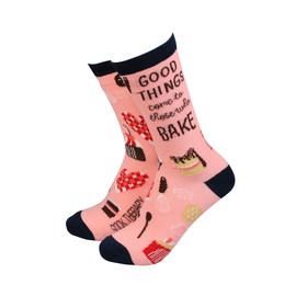 Sock Therapy Smiling Faces MAKING SMILES SINCE 2001 Bamboo Breathable Women's Socks - Good Things Come to those who Bake Socks