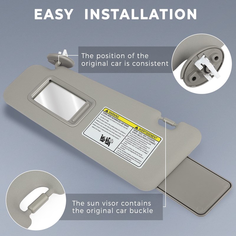 SCITOO Left Driver Side Gray Sun Visor Assembly fit for