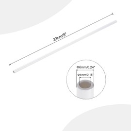 sourcing map 1/4 Inch PVC Rigid Tube Round Pipe Tubing Hardware Tubing 4mm ID 6mm OD 9" Length White High Impact for Water Pipe, Crafts, Cable Sleeve