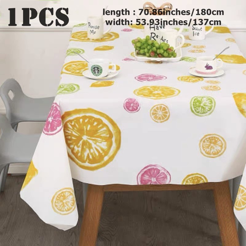Aisszhao 137 * 180cm Wipe Clean PVC Tablecloth,Rectangular Large Easy