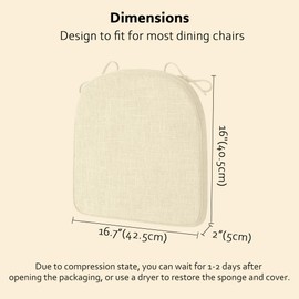 ELFJOY Chair Cushions for Dining Chairs Non-Slip Kitchen Chair Cushions Set of 4 Seat Cushion with Ties for Indoor Kitchen Dining Office White