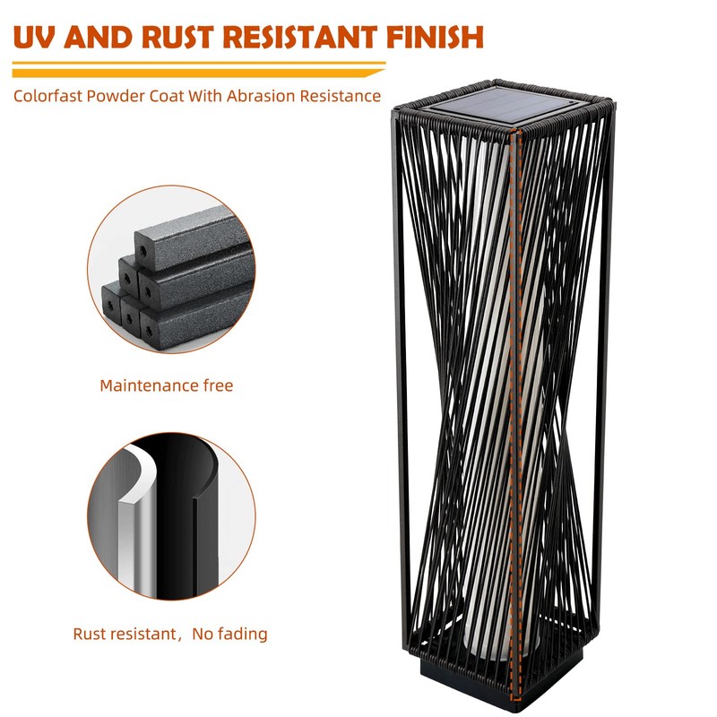 Solar Yard Outdoor Solar Floor Lamp Resin Wicker Solar Light