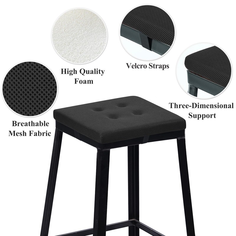 baibu 12 Inches Square Stool Cushions with Ties for Bar