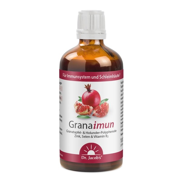 Dr. Jacob's Granaimun 100 ml Bottle I with Zinc, Selenium and Vitamin B2 I for Immune System¹, Cell Protection² and Mucous Mases³ I 33 Servings