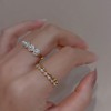 Pearls and Cubic Zirconia Dainty Multistone Adjustable Rings | 18K