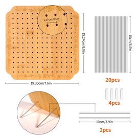 CraftyManor 7.6 in Blocking Boards for Crochet Projects with Rose Pattern, Crochet Blocking Board with Pegs, Granny Square Blocking Board with 20 Stainless Steel Pegs, Bamboo