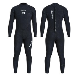 Owntop Mens Womens Wetsuit 1.5mm - Full Length Diving Suits, Back Zip Neoprene Wet Suits, Thermal Stretch Pro Dive Skin for Surfing Snorkeling, Men Black M