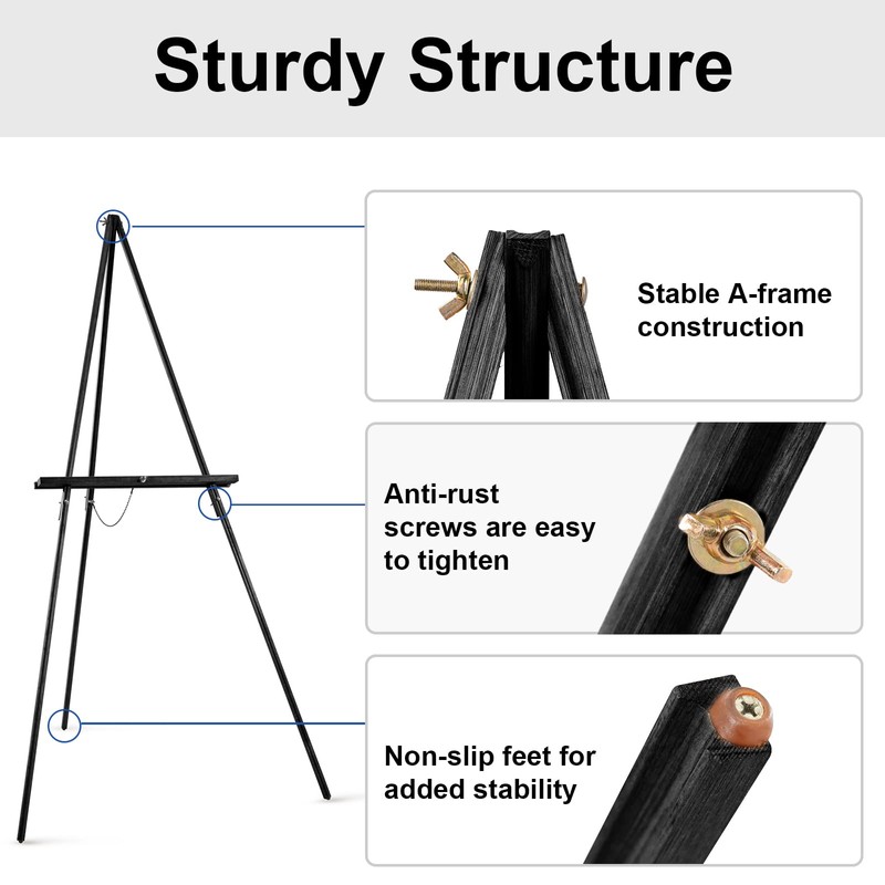 Falling in Art 65" A-Frame Tripod Easel Stand, Wooden Display