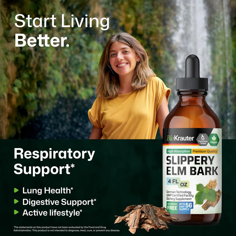 BIO KRAUTER Slippery Elm Bark Tincture - Pure Slippery Elm