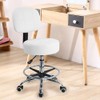 KKTONER Swivel Round Rolling Stool PU Leather with Adjustable Foot