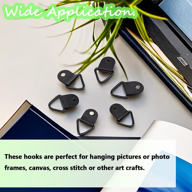 Hocansen 100 PCS Triangle Ring Picture Hangers D-Ring Triangle Picture