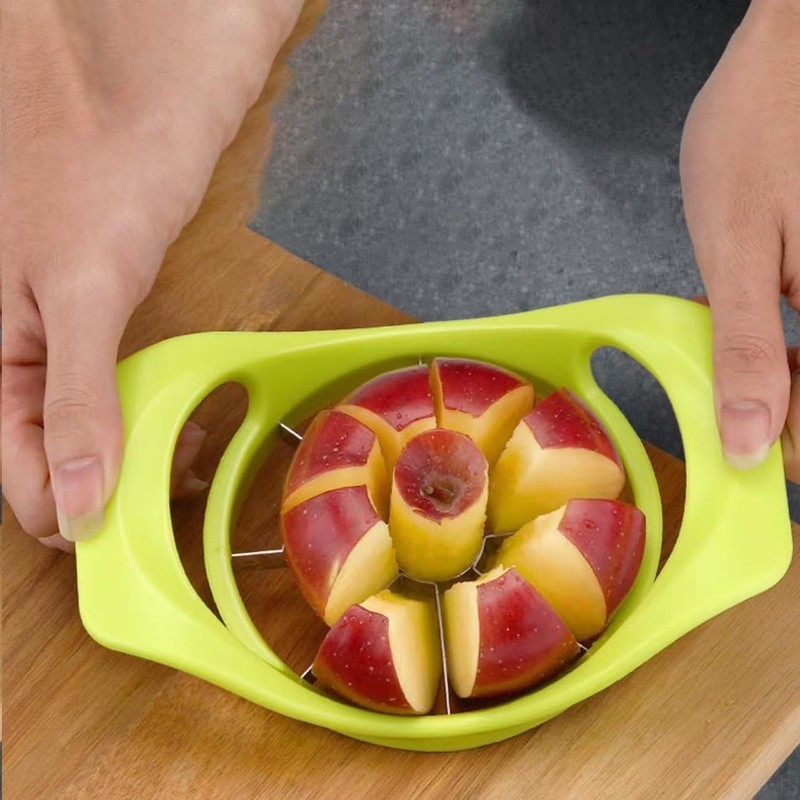 Apple Slicer and Corer, Stainless Steel Blades, Green Plastic Handle