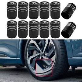 QZTYTY 12PCS Tire Valve Stem Cap Cover, Car Tire Valve Caps, Aluminum USA Tire Valve Caps, Universal Dustproof Stem Covers Car Exterior Accessories for Cars Trucks (Black Silver/Black White, 12PCS)