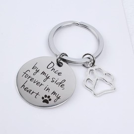 Loss of Dog Sympathy Gift Pet Dog Memorial Keychain Cat Dog Remembrance Bereavement Gifts Pet Dog Memorial Keepsake Once by My Side Forever in My Heart Key Chain