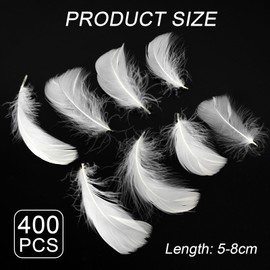 Pack of 400 Feathers for Crafts, White, Fluffy, 5-8 cm, White Feathers, Created by DIY, Feathers White Decoration, Natural Feather for Wedding, Clothing Decoration, Easter, Christmas, Dream Catcher