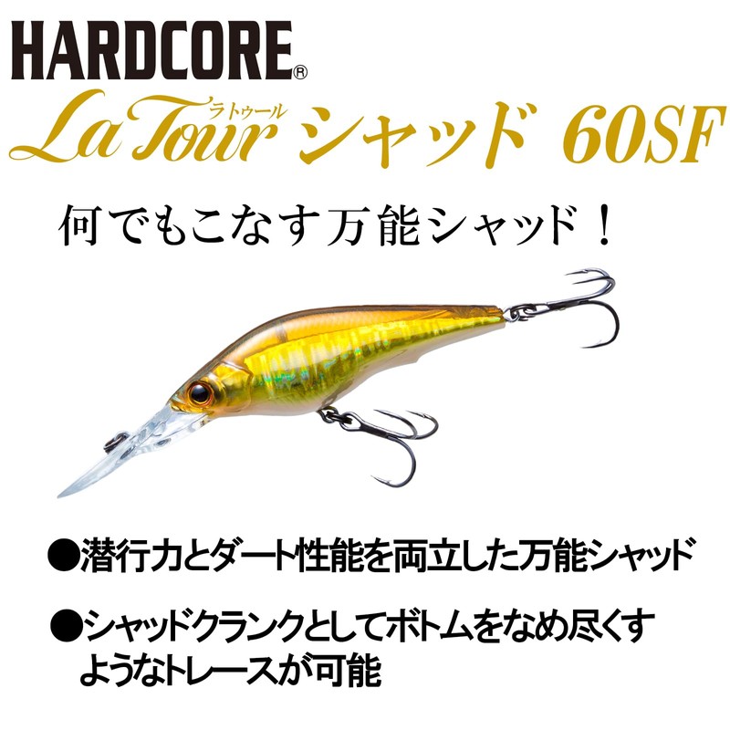 Duel HARDCORE Bass Lure La Tour Shad 60mm Slow Floating