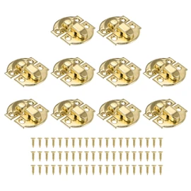 PATIKIL Small Metal Box Toggle Latch, 10 Pack Vintage Hasp Latch Lock Buckle Hardware with Mounting Screw for Wood Jewelry Cabinet Toolbox Ordinary Box, Gold